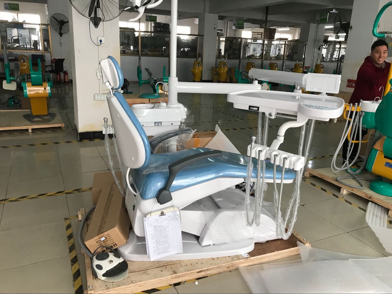 3 pcs dental unit leave factory today, our Dental Unit Factory make